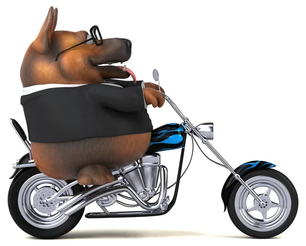 Szórakoztató Rajzfilm Karakter Motorkerékpár Illusztráció — Stock Fotó