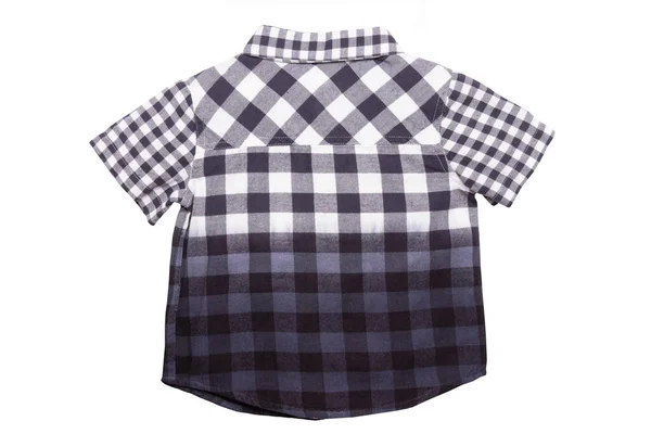 셔츠에요 배경에 고립된 아이를 타탄이나 격자무늬 셔츠의 아이들의 뒷모습 — 스톡 사진