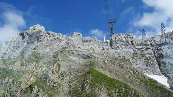 Radiotoren Top Van Santis Zwitserland Steile Rotswanden Het Alpstein Massief — Stockfoto