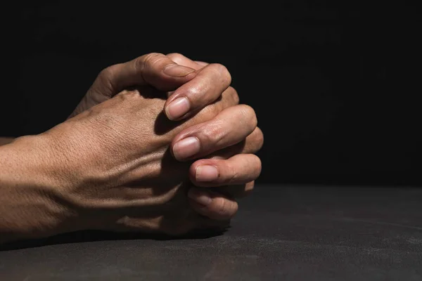 Hand Man While Praying Religion Concept Peace Life — Stock Photo, Image