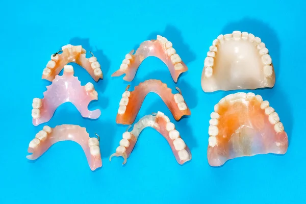 Removable Dentures Flexible Devoid Nylon Hypoallergenic Exempt Monomer Black Table — Stock Photo, Image