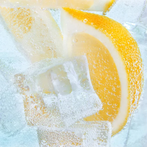 Drink Slices Lemon Ice Soda Cocktail Tonic — Stock Photo, Image