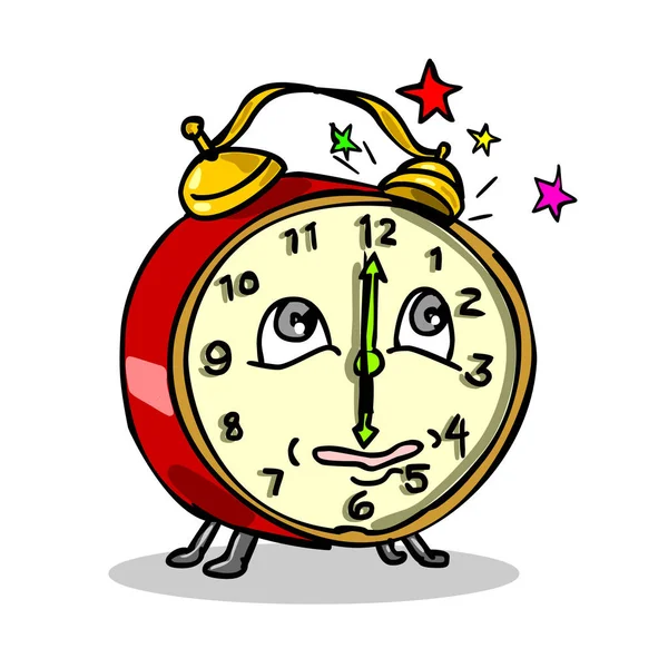 Cartoon Style Illustration Traditional Vintage Mechanical Spring Driven Alarm Clock — Stock Photo, Image