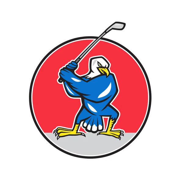 Ilustración Golfista Calvo Americano Azul Del Águila Con Club Golf —  Fotos de Stock