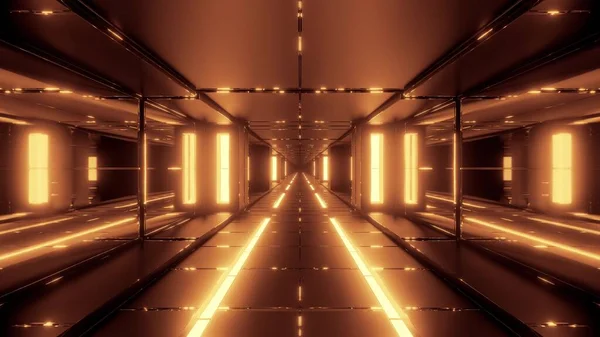 Futuristische Ruimte Sci Tunnel Met Hete Metalen Rendering Behang Achtergronden — Stockfoto