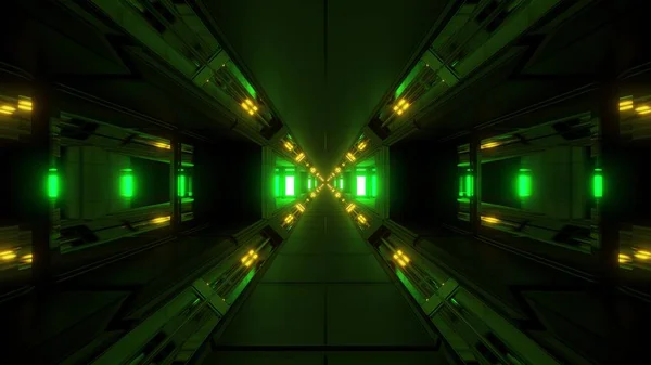 Futuristische Glühende Scifi Weltraumtunnel Korridor Illustration Hintergrund Tapete Modernes Scifi — Stockfoto