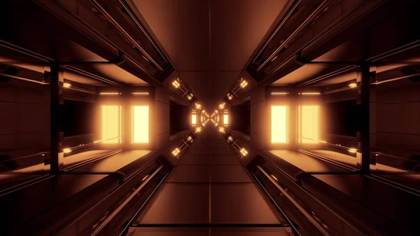 Futurystyczny Świecący Scifi Przestrzeń Korytarz Tunel Ilustracja Tło Tapety Nowoczesny — Zdjęcie stockowe
