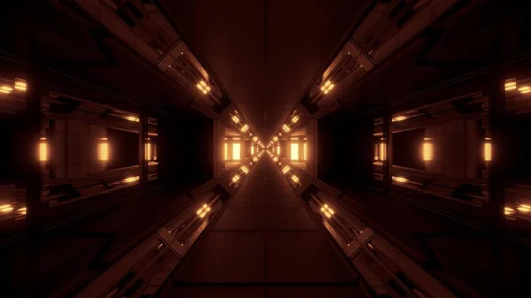 Футуристический Светящийся Scifi Космический Туннель Коридор Иллюстрации Фоновые Обои Современный — стоковое фото