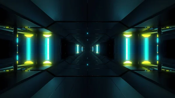 Dark Clean Sci Space Tunnel Corridor Rendering Background Wallpaper Futuristic — Stock Photo, Image