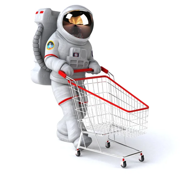 Ilustracja Astronauty Wózkiem Zakupy — Zdjęcie stockowe