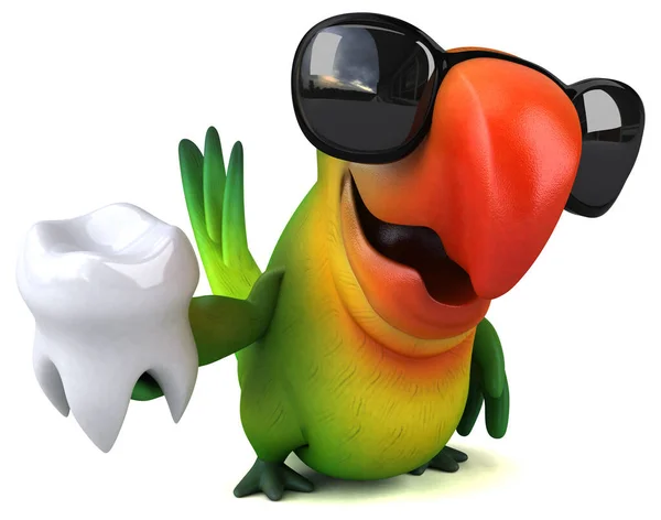 Fun Cartoon Parrot Isolated White — Stock Photo, Image