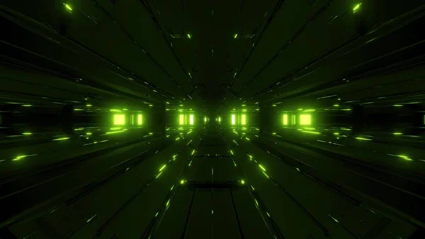 어두운 Sci 렌더링 스타일의 미래학적 Scifi 터널높은 대조와 — 스톡 사진
