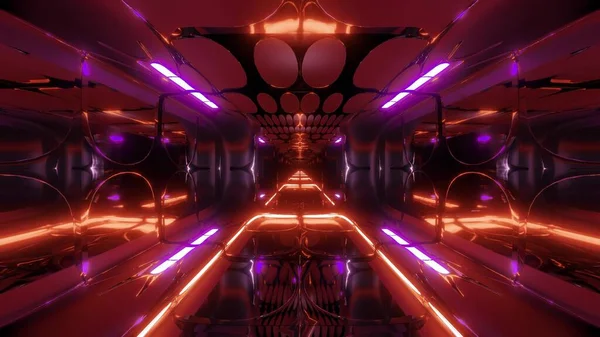 Gloeiende Futuristische Horror Sci Tempel Met Mooie Reflectie Illustratie Achtergrond — Stockfoto