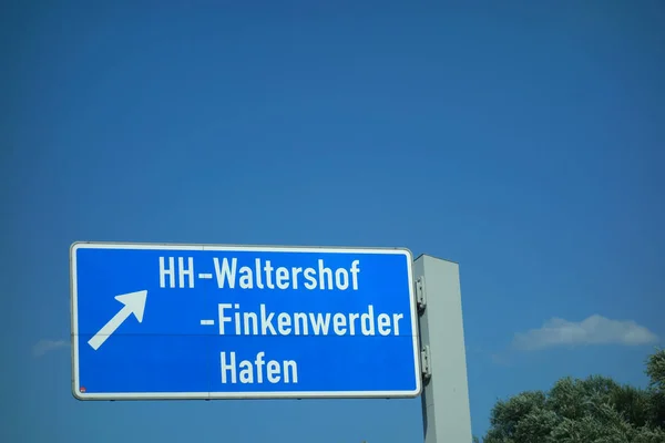 Salida Autopista Federal Waltershof Finkenwerder Hafen — Foto de Stock