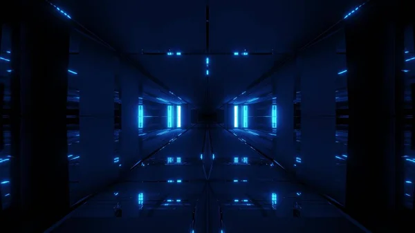 干净的未来主义凉爽的Ci Fi隧道3D插图背景墙纸 现代科学走廊3D渲染设计 — 图库照片