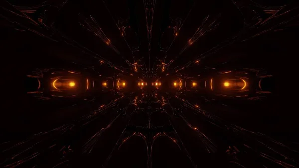 Темно Инопланетный Стиль Научно Фантастический Коридор Космический Туннель Рендеринг Обои — стоковое фото