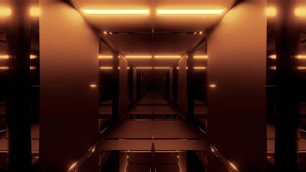 未来的なクールなCi Fiトンネル3Dイラストの背景壁紙 現代的なScifi廊下3Dレンダリングデザインをきれいに — ストック写真