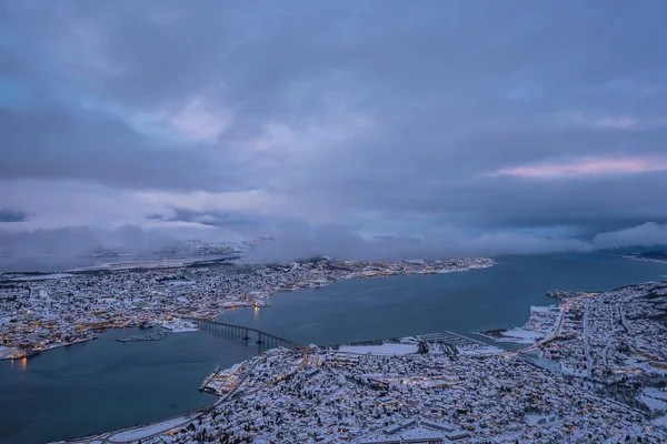 Вид Город Тромсо Высоты 421 Над Уровнем Моря Северная Норвегия — стоковое фото