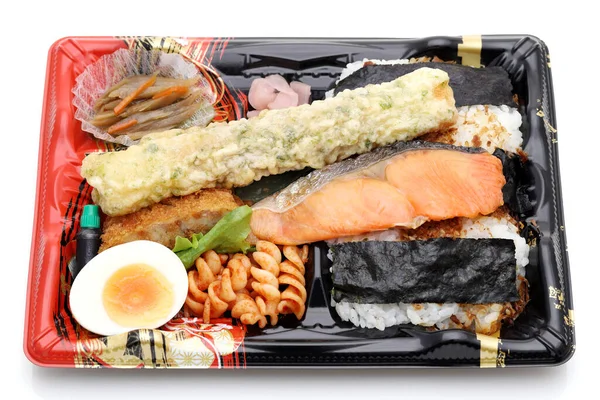 Japoński Nori Bento Lunch Odizolowany Białym Tle — Zdjęcie stockowe