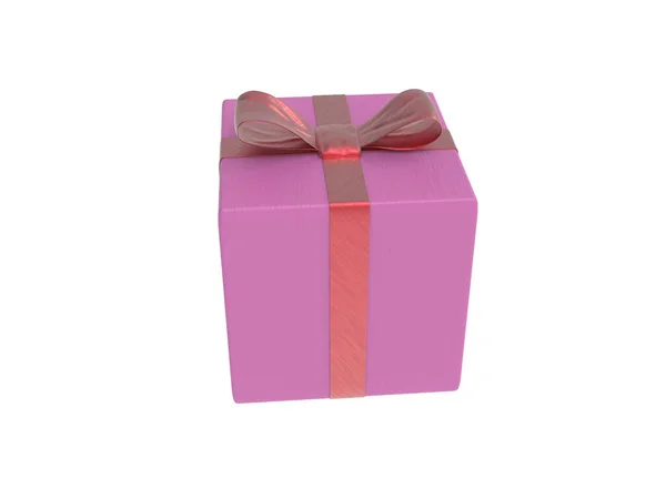 Rosa Geschenkbox Oder Geschenkpaket Von Vorne Illustration — Stockfoto