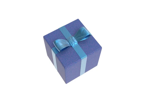 ブルーギフトボックスまたはプレゼントパッケージ横上 3Dイラスト — ストック写真