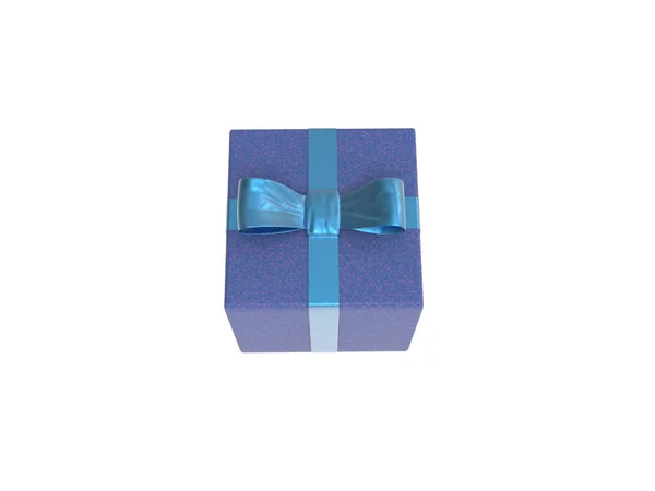 Caixa Presente Azul Pacote Presente Cima Ilustração — Fotografia de Stock