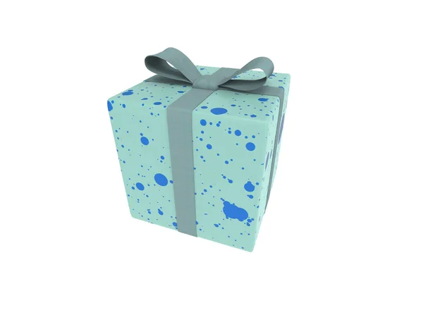 Blue Cyan Gift Box Present Package Leggermente Lateralmente Illustrazione — Foto Stock