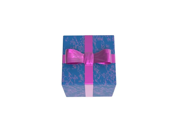 Caixa Presente Azul Violeta Pacote Presente Cima Ilustração — Fotografia de Stock