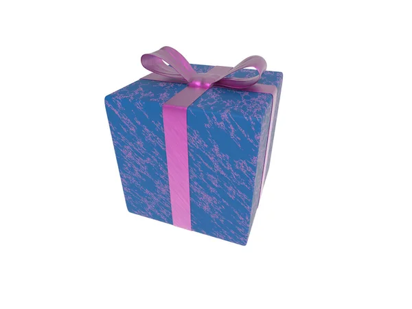 Violet Blue Gift Box Sau Pachetul Prezent Lateral Mai Sus — Fotografie, imagine de stoc