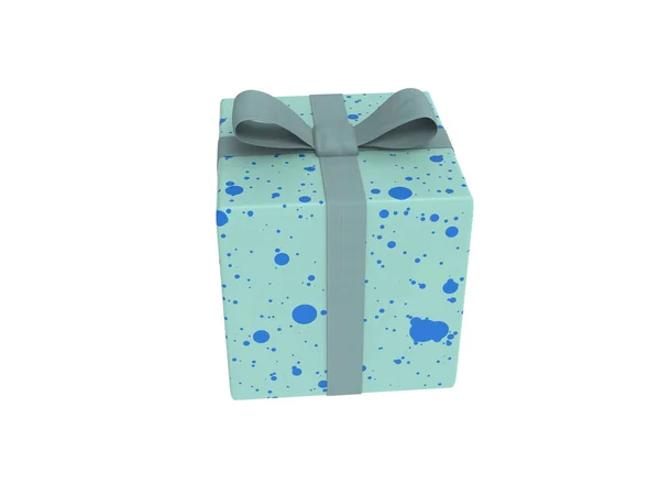 Blue Cyan Gift Box Pacote Presente Cima Ilustração — Fotografia de Stock