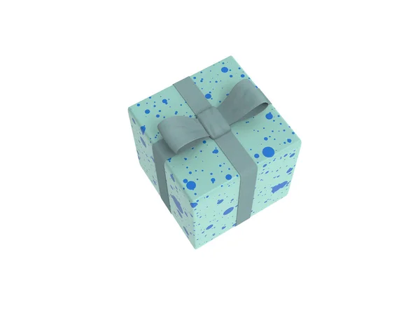 Caja Regalo Azul Cian Paquete Regalo Lateralmente Arriba Ilustración —  Fotos de Stock
