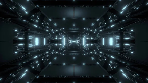 Sombre Espace Science Fiction Tunnel Couloir Avec Réflexion Futuriste Fond — Photo