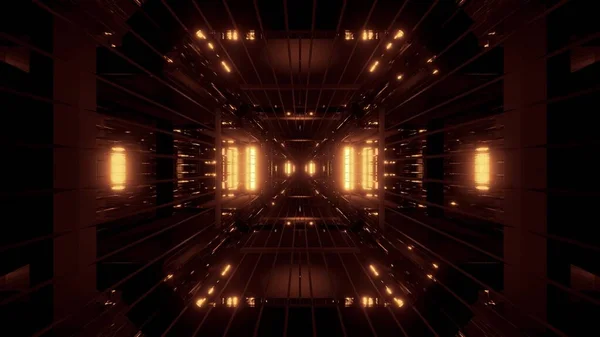 Brilhante Futuritic Túnel Ficção Científica Com Wireframe Renderização Fundos Papel — Fotografia de Stock