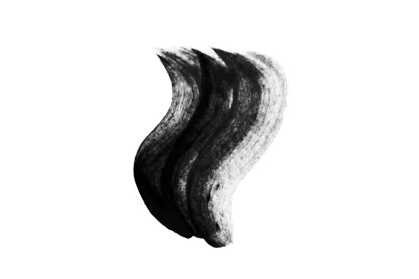白地に黒インクのブラシストローク 水彩画 — ストック写真