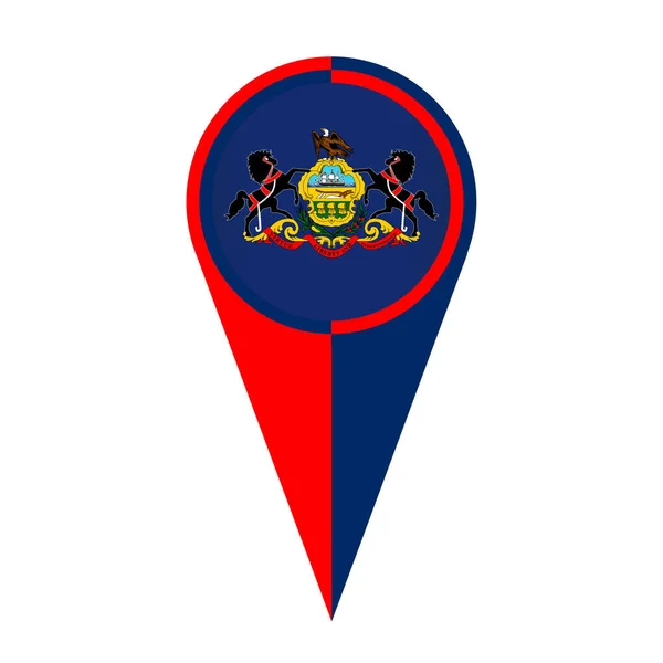 Pennsylvania Stato Mappa Puntatore Pin Icona Posizione Flag Marker — Foto Stock