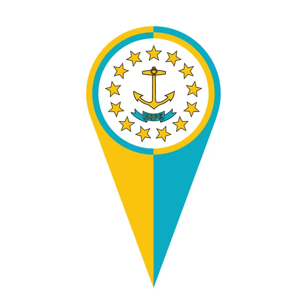 Rhode Island État Carte Pointeur Broche Icône Emplacement Drapeau Marqueur — Photo