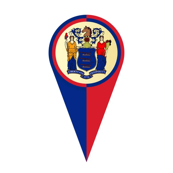 New Jersey Stato Mappa Puntatore Pin Icona Posizione Flag Marker — Foto Stock