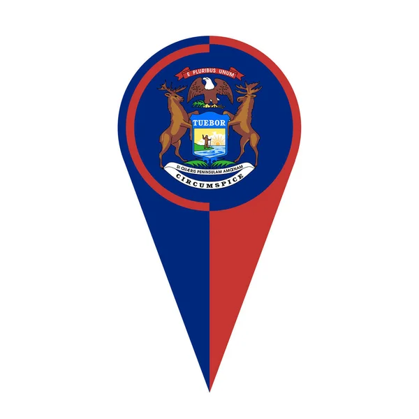 Michigan Stato Mappa Puntatore Pin Icona Posizione Flag Marker — Foto Stock