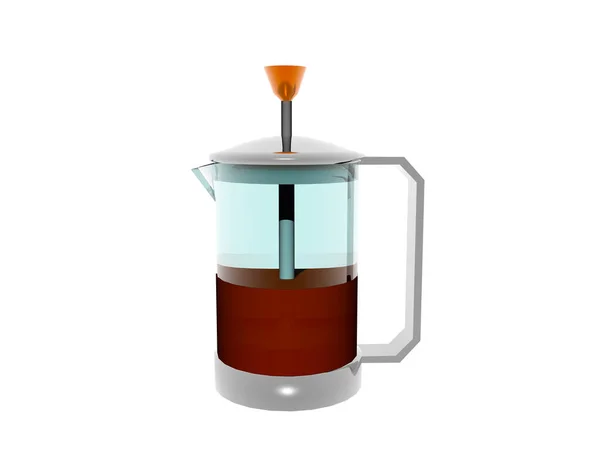 Moderne Kaffeekanne Aus Metall Und Glas Mit Sieb — Stockfoto