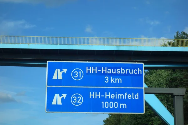 Zjazd Autostrady Federalnej Hamburg Heimfeld Hausbruch — Zdjęcie stockowe