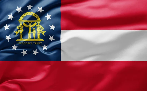 挥舞着格鲁吉亚州旗 美利坚合众国 — 图库照片