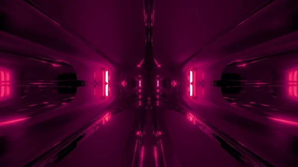 Futuristic Red Alien Style Space Ship Tunnel Corridor Rendering Wallpaper — Stock Photo, Image