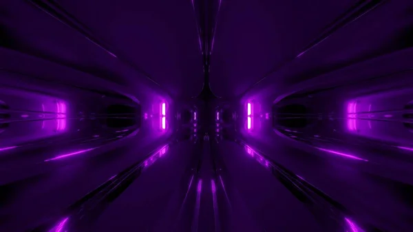 Futurista Púrpura Estilo Alienígena Nave Espacial Túnel Corredor Renderizado Fondo —  Fotos de Stock
