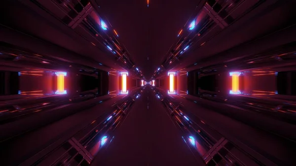Ciemny Futurystyczny Tunel Scifi Korytarz Renderowania Tapety Tła Nowoczesna Przyszłość — Zdjęcie stockowe