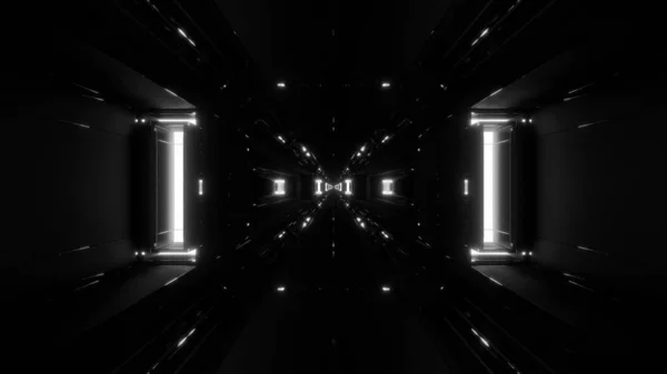 暗い未来のSfiiトンネル廊下3Dレンダリングの背景壁紙 現代の未来のSfii宇宙トンネル3Dイラスト — ストック写真