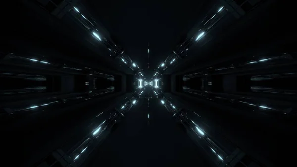 Ciemny Futurystyczny Tunel Scifi Korytarz Renderowania Tapety Tła Nowoczesna Przyszłość — Zdjęcie stockowe