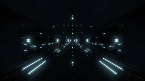 Dunkle Futuristische Scifi Tunnel Korridor Illustration Hintergrund Science Fiction Zukunftsgebäude — Stockfoto