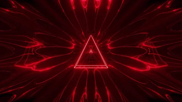 Röd Glödande Fantasi Triangel Wireframe Design Med Reflekterande Bakgrund Tapet — Stockfoto