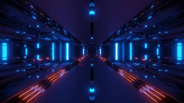 Futuriste Couloir Tunnel Science Fiction Avec Cool Belle Réflexion Fond — Photo