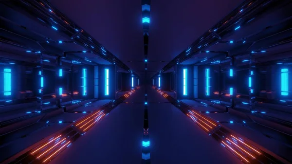 Futuristico Corridoio Tunnel Sci Con Fresco Bel Riflesso Rendering Sfondo — Foto Stock